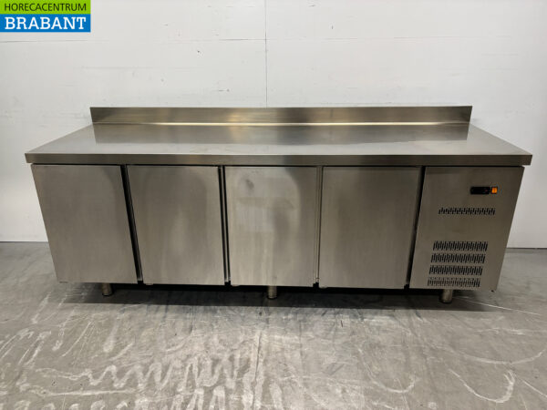 Établi réfrigéré Asber en acier inoxydable 4 portes 223 cm 230V Horeca