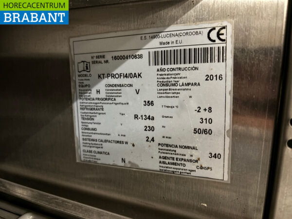 Établi réfrigéré Asber en acier inoxydable 4 portes 223 cm 230V Horeca – Image 6