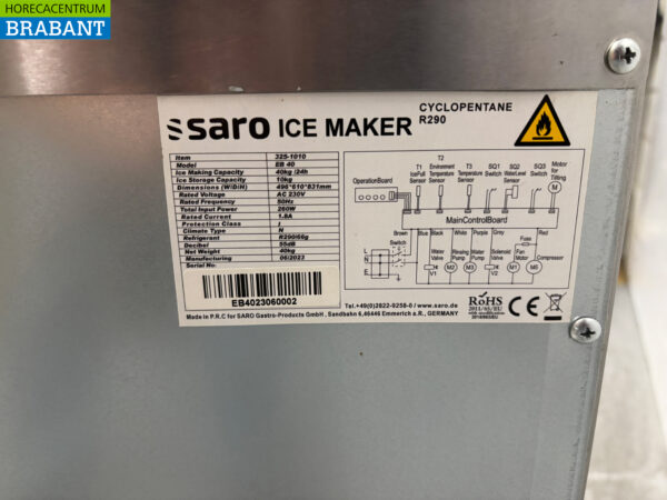 Machine à glaçons Saro EB 40 en acier inoxydable Machine à glaçons 40 kg p/d 230V Horeca – Image 8