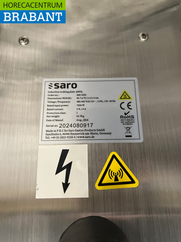 Acier inoxydable Saro Plaque à induction 2 brûleurs 7 kW 400V Horeca – Image 4