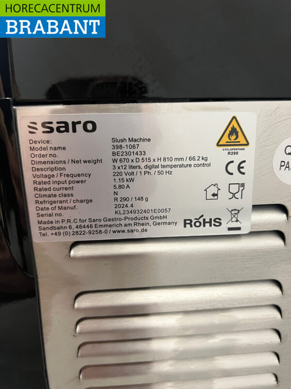 Machine à granité Saro en acier inoxydable Machine à granité 3 x 12 litres 230V Horeca – Image 5