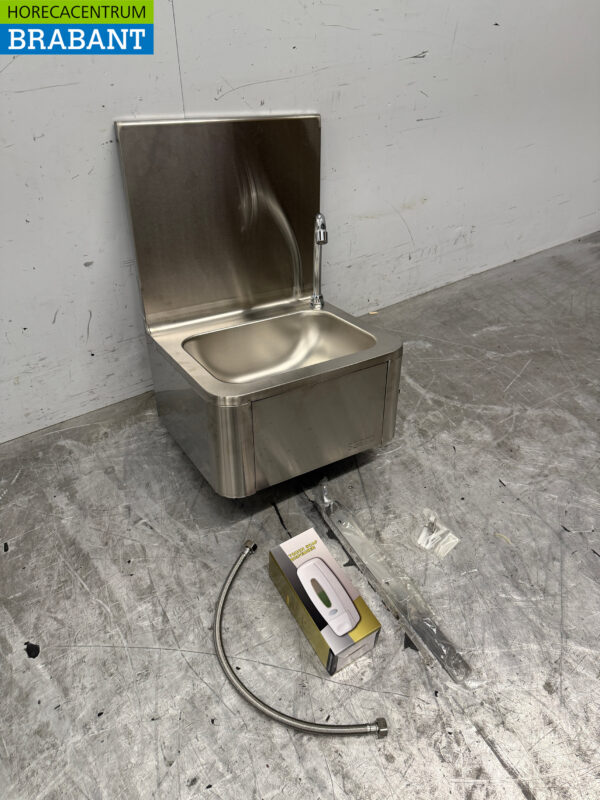 Evier Saro en acier inoxydable avec tablette à genoux et distributeur de savon Restauration – Image 3