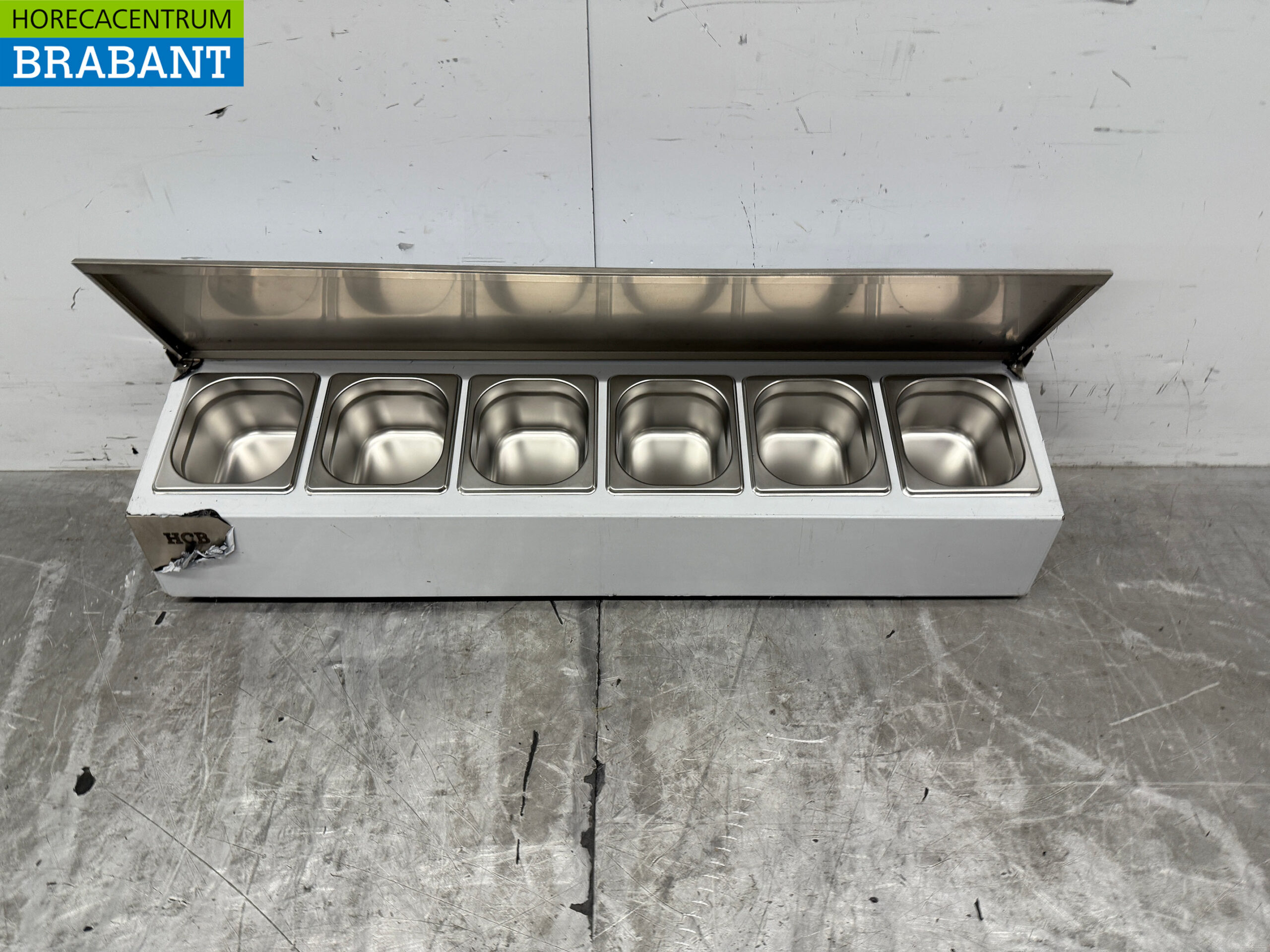 Porte-plateaux en acier inoxydable HCB GN avec couvercle 6 x 1/6 gastronorme GN 106 cm Horeca – Image 4