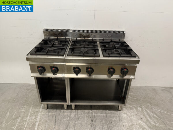 Acier inoxydable Berto's Gazinière 6 brûleurs 120 cm Gaz naturel Horeca