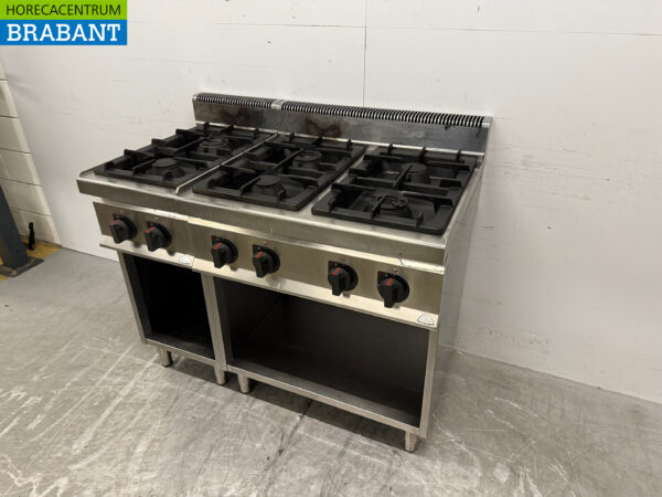Acier inoxydable Berto's Gazinière 6 brûleurs 120 cm Gaz naturel Horeca – Image 2