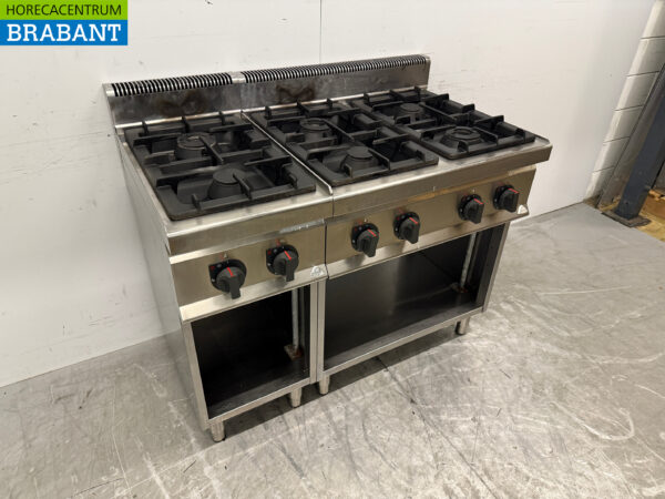 Acier inoxydable Berto's Gazinière 6 brûleurs 120 cm Gaz naturel Horeca – Image 3