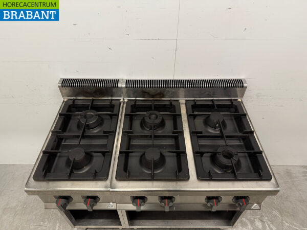 Acier inoxydable Berto's Gazinière 6 brûleurs 120 cm Gaz naturel Horeca – Image 4