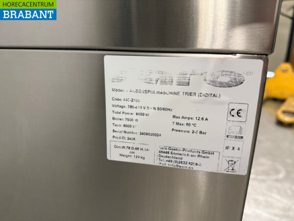 Lave-vaisselle coulissant Saro en acier inoxydable avec pompe de vidange 400V Horeca – Image 7