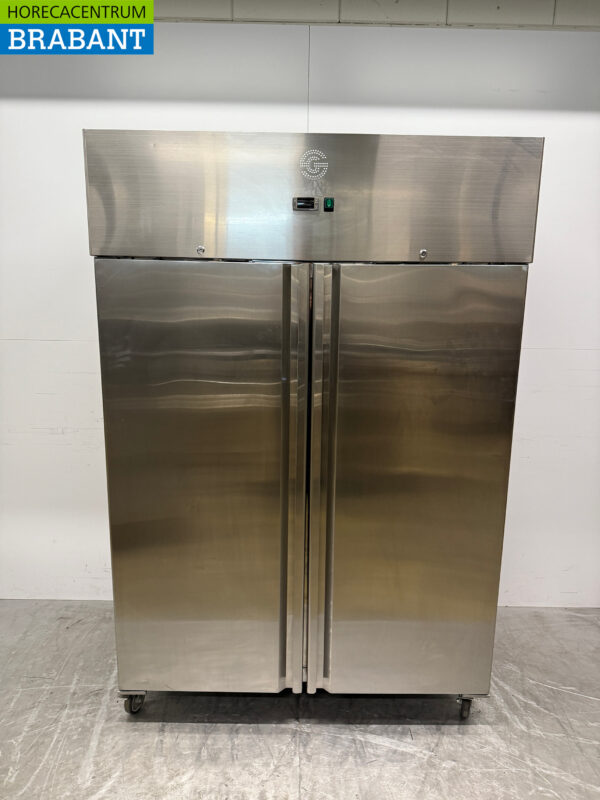 Réfrigérateur à double porte en acier inoxydable sur roulettes 230V Horeca