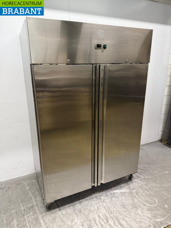 Réfrigérateur à double porte en acier inoxydable sur roulettes 230V Horeca – Image 3