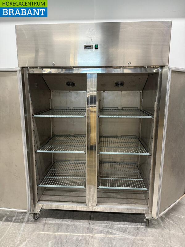 Réfrigérateur à double porte en acier inoxydable sur roulettes 230V Horeca – Image 4