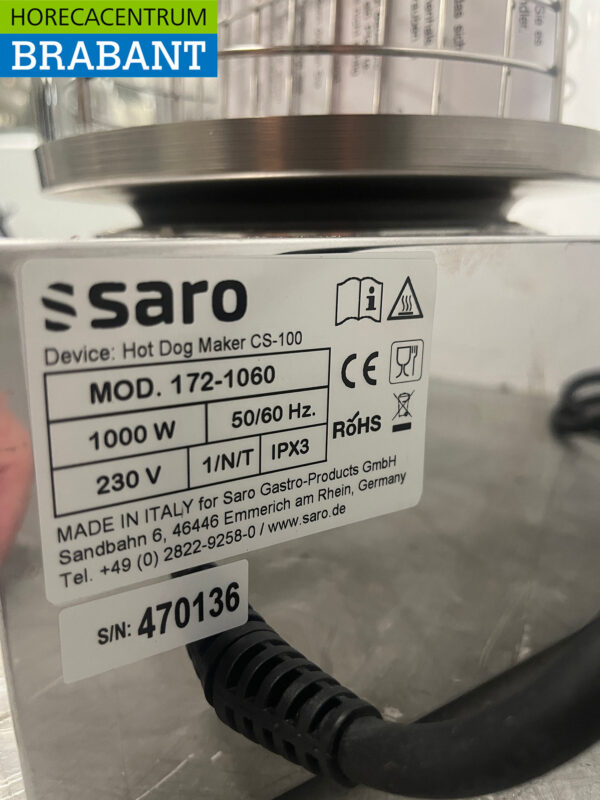 Cuiseur de saucisses Saro en acier inoxydable Réchauffeur de hot-dogs 230V Catering – Image 5