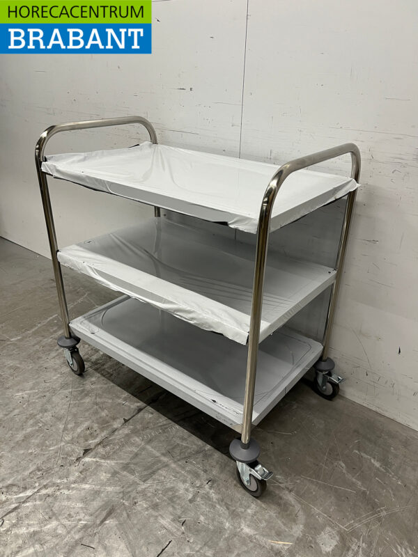 Chariot de service Zorro en acier inoxydable 3 étages 85 cm Restauration – Image 2