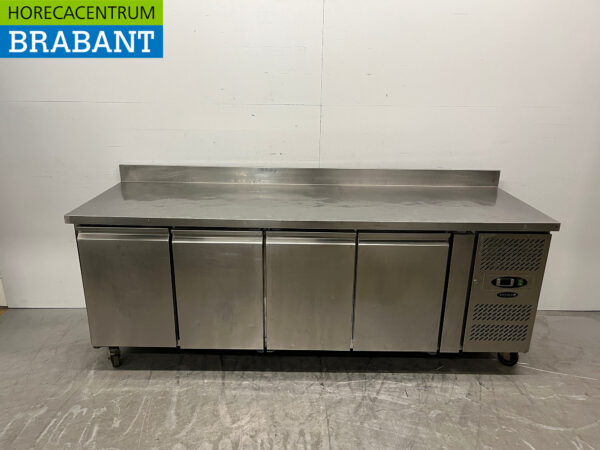 Etabli réfrigéré Tefcold en acier inoxydable 4 portes mobile 223 cm 230V Horeca
