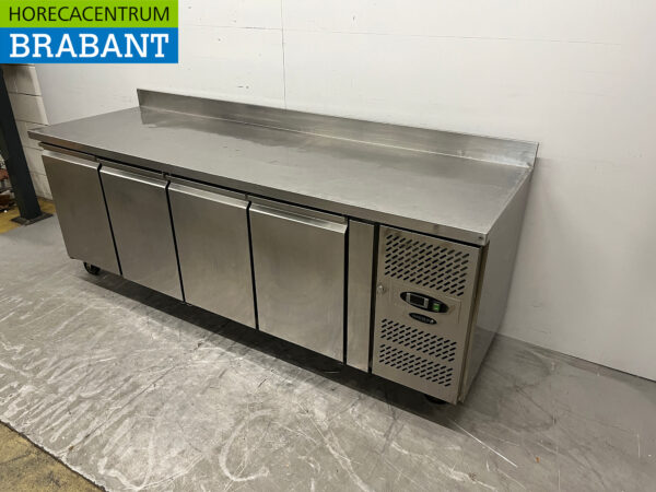 Etabli réfrigéré Tefcold en acier inoxydable 4 portes mobile 223 cm 230V Horeca – Image 2