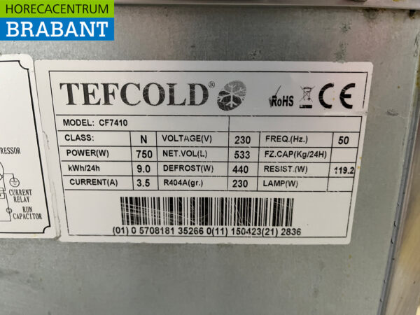 Etabli réfrigéré Tefcold en acier inoxydable 4 portes mobile 223 cm 230V Horeca – Image 6