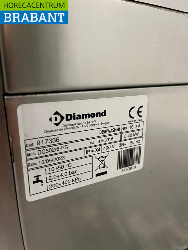 Lave-vaisselle Diamond en acier inoxydable avec pompe de vidange 400V Année de construction 2023 Horeca – Image 6