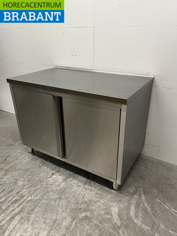 Acier inoxydable Armoire de travail 120 cm 2 portes battantes Restauration – Image 2