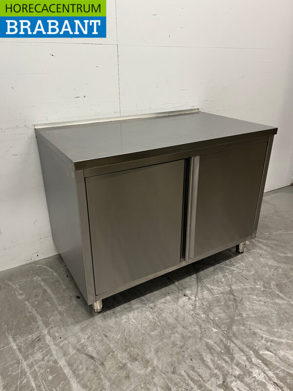 Acier inoxydable Armoire de travail 120 cm 2 portes battantes Restauration – Image 3