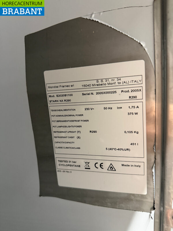 Congélateur Mondial en acier inoxydable 451 litres 230V Horeca – Image 5