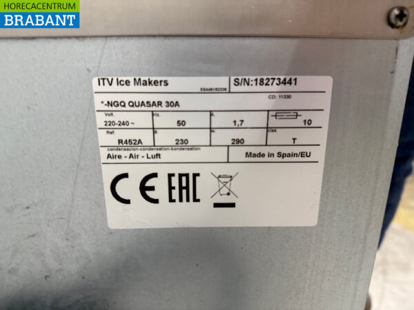 Machine à glaçons ITV Quasar en acier inoxydable 34 kg par jour 12 kg bunker 230V Horeca – Image 5