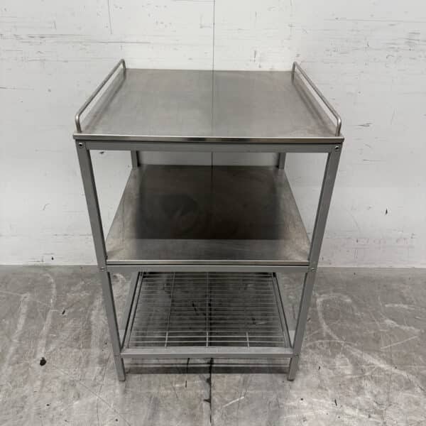 Étagère / Meuble de rangement en acier inoxydable, sur roulettes, pour la restauration