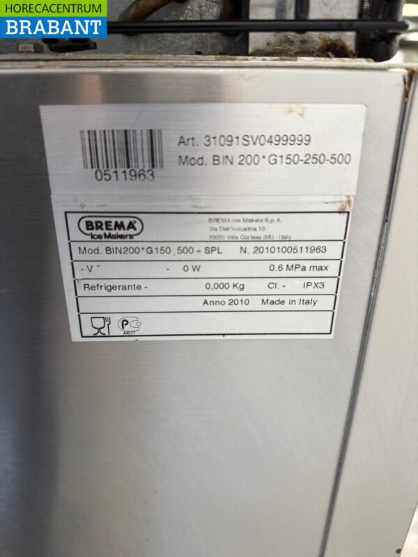 Brema G 280 HC en acier inoxydable Machine à glace pilée 280 kg par jour 230V Horeca – Image 5
