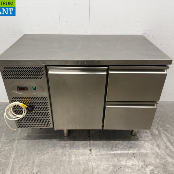 Acier inoxydable Studio 54 Comptoir réfrigéré 1 porte 2 tiroirs 126 cm 230V Horeca