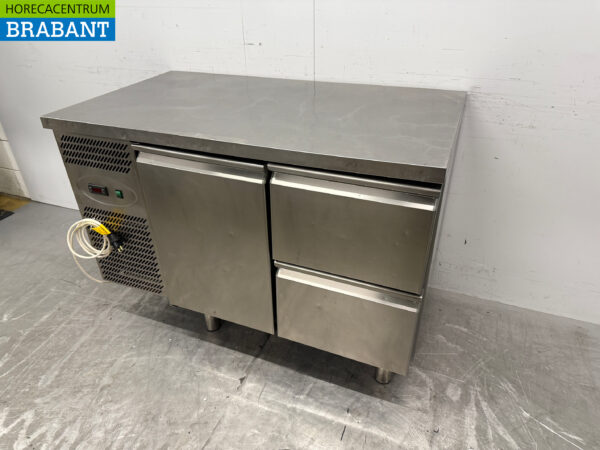 Acier inoxydable Studio 54 Comptoir réfrigéré 1 porte 2 tiroirs 126 cm 230V Horeca – Image 2
