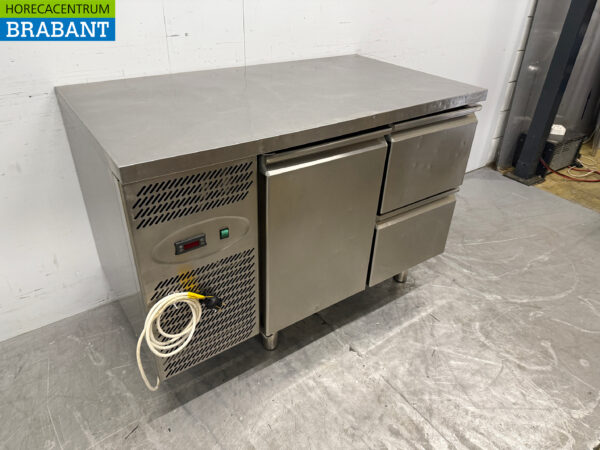 Acier inoxydable Studio 54 Comptoir réfrigéré 1 porte 2 tiroirs 126 cm 230V Horeca – Image 3