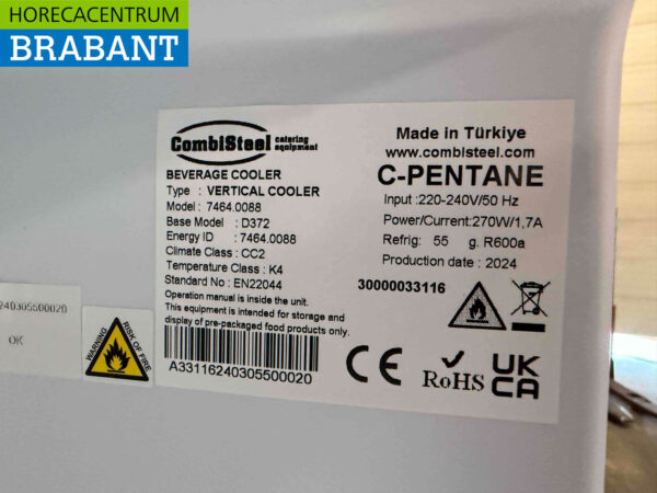 Combisteel Réfrigérateur à porte vitrée 382 litres 230V Horeca – Image 5