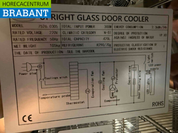 Combisteel Bar Cooler High 458 litres Portes vitrées pliantes 230V Horeca – Image 6
