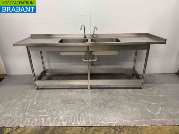 Évier en acier inoxydable Évier double 243,5 cm Horeca
