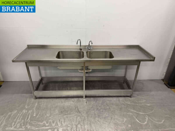 Évier en acier inoxydable Évier double 243,5 cm Horeca – Image 2