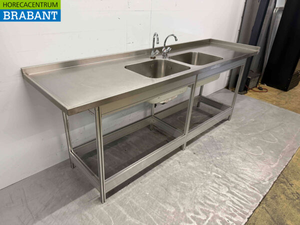 Évier en acier inoxydable Évier double 243,5 cm Horeca – Image 3
