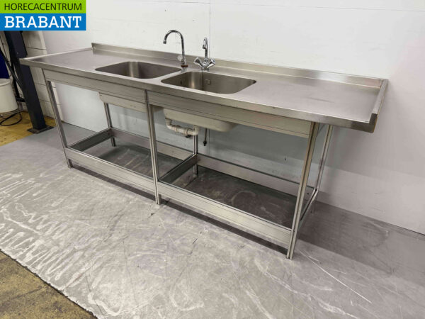 Évier en acier inoxydable Évier double 243,5 cm Horeca – Image 4