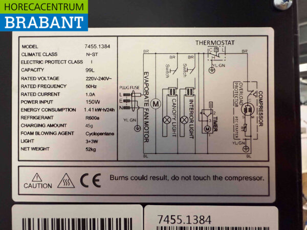 Combisteel Réfrigérateur à porte vitrée 105 litres 230V Horeca – Image 4