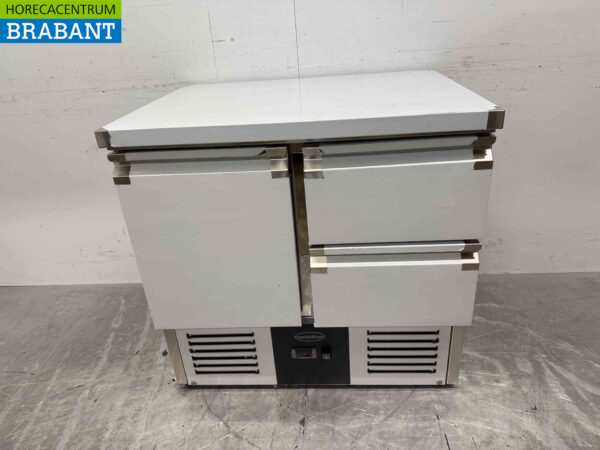 Combisteel en acier inoxydable Établi réfrigéré 1 porte et 2 tiroirs 90 cm 230V Horeca