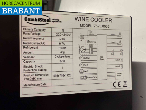 Combisteel Refroidisseur à vin Réfrigérateur à vin 2 zones 154 bouteilles 230V Horeca – Image 6