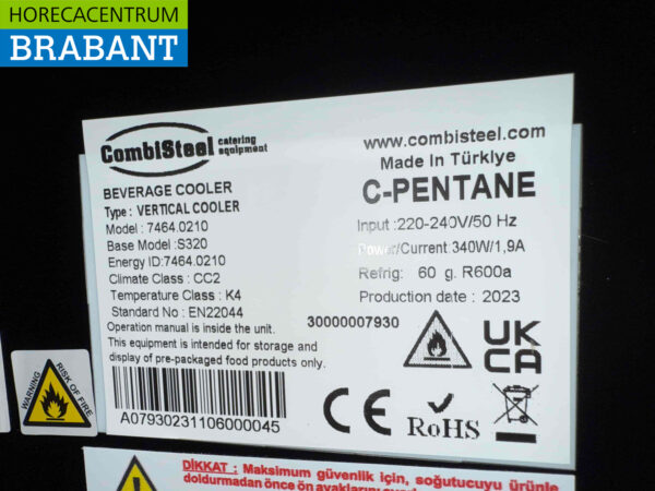 Combisteel Réfrigérateur à porte vitrée 348 litres 230V Horeca – Image 5