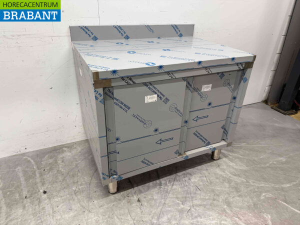Armoire de travail en acier inoxydable Table de travail 2 portes coulissantes 100 cm Horeca – Image 2