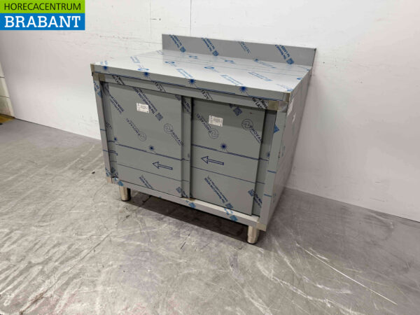 Armoire de travail en acier inoxydable Table de travail 2 portes coulissantes 100 cm Horeca – Image 3