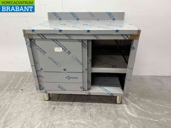 Armoire de travail en acier inoxydable Table de travail 2 portes coulissantes 100 cm Horeca – Image 4