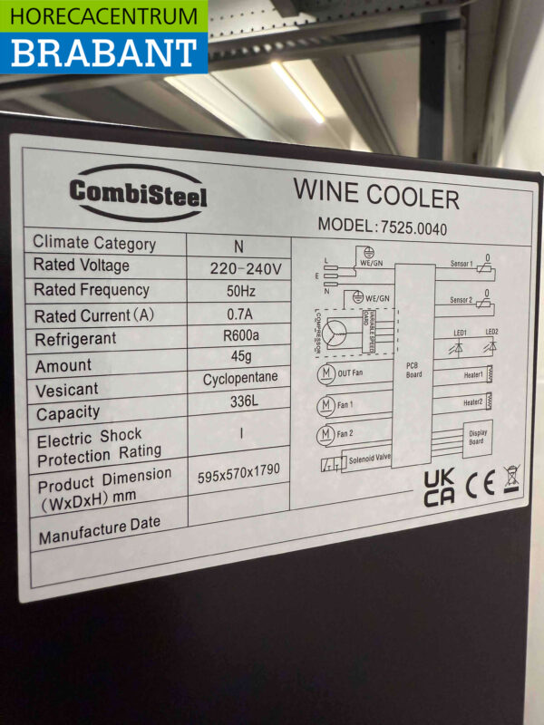 Combisteel Refroidisseur à vin Réfrigérateur à vin 122 bouteilles 230V Horeca – Image 6
