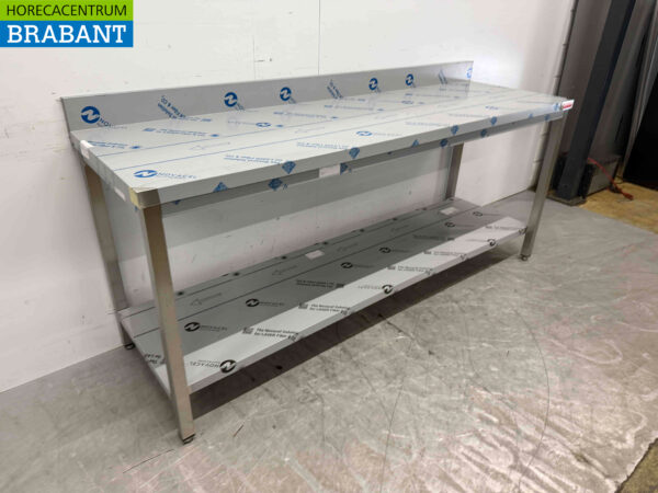 Gastro M en acier inoxydable Table de travail avec étagère inférieure 200 x 60 x 88 cm Restauration – Image 2