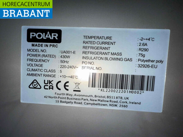Polar UA001 Refrigerator Réfrigérateur 550 litres 230V Horeca – Image 5