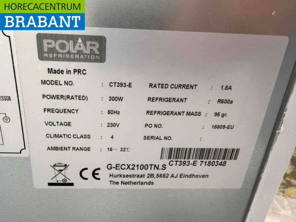 Polar CT393 établi réfrigéré en acier inoxydable 2 portes 136 cm 230V Horeca – Image 6