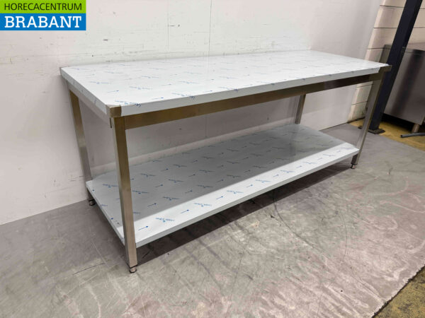 Table de travail en acier inoxydable HCB 200 x 70 x 85 cm Restauration – Image 2