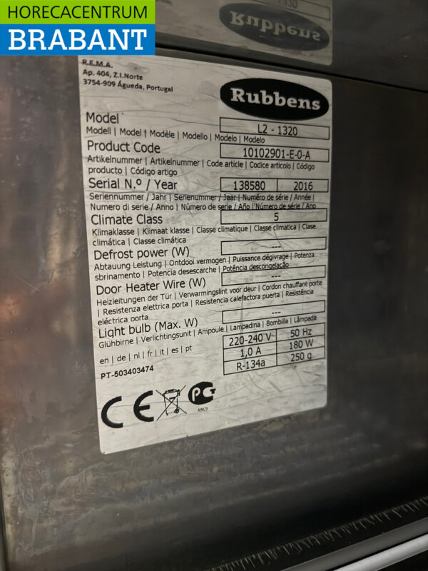 Rubbens en acier inoxydable Comptoir réfrigéré 1 porte 2 tiroirs 133 cm 230V Horeca – Image 5