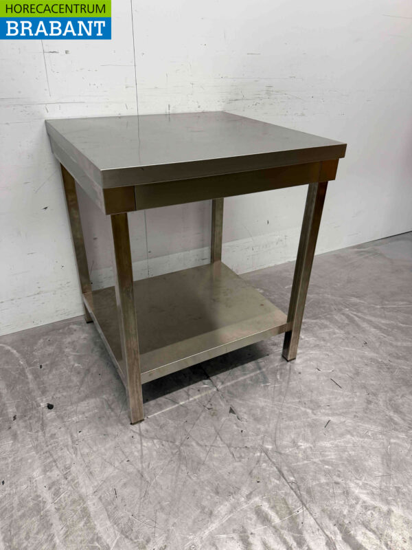 Table de travail en acier inoxydable avec étagère 70 x 70 x 83 cm Restauration – Image 2
